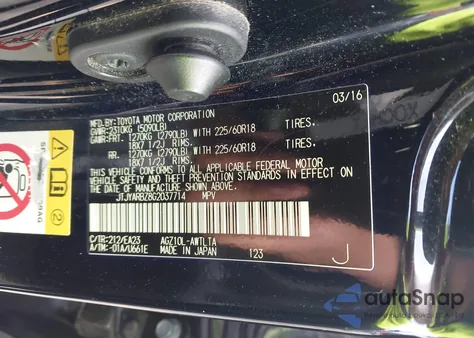 2016 Lexus Nx 200T из США, поврежденный, VIN JTJYARBZ8G2037714